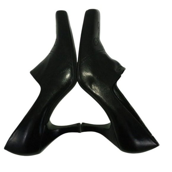 Franco Sarto Shoes, Square Toe, Black Vegan Leather, Stitching Design, High Heel - Picture 4 of 10